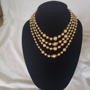4 Layer Gold Beaded Necklace